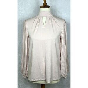 Cable & Gauge Women's Blouse Pleated Sleeves Violet Size Small NEW